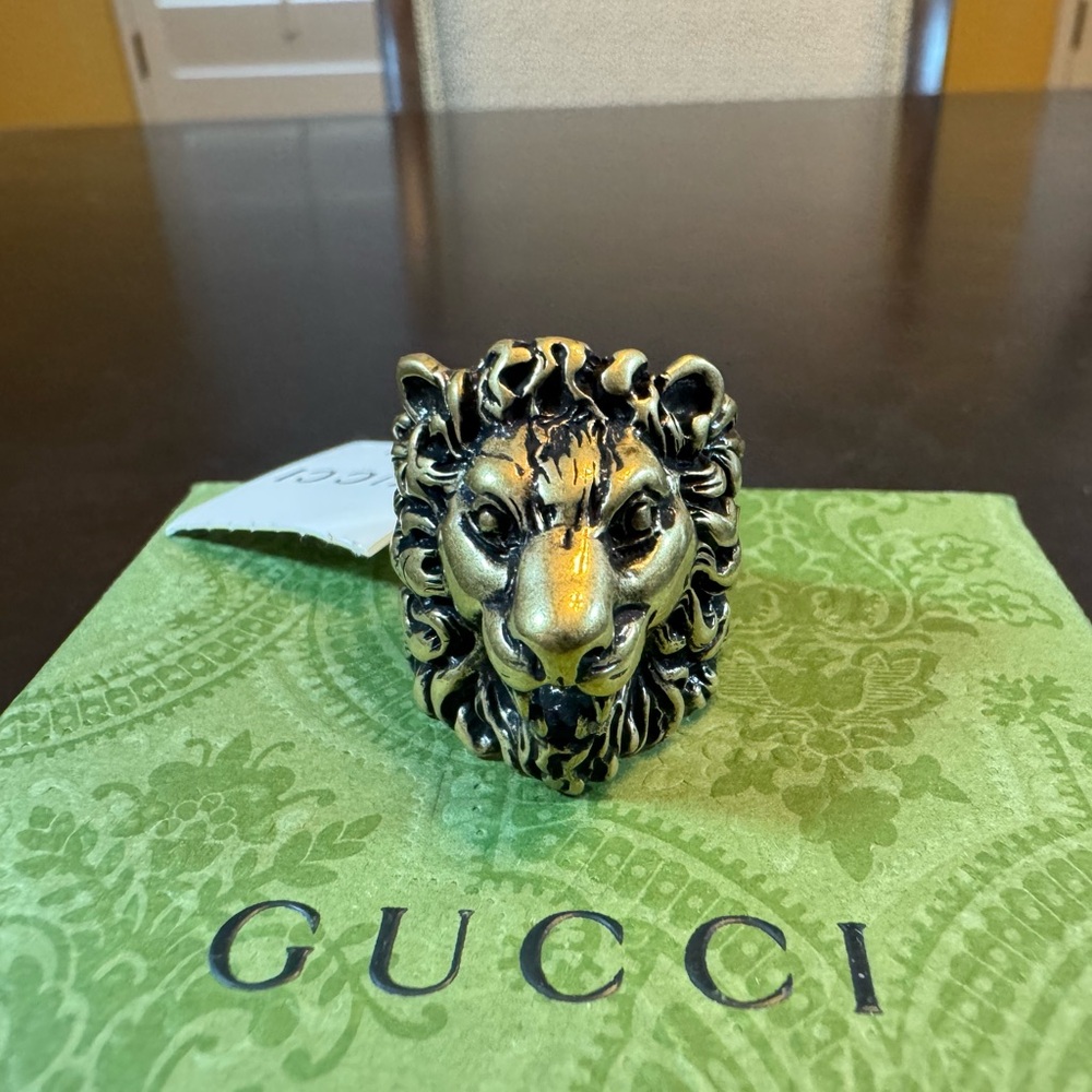 New Authentic Gucci Lion Head Ring Size IT 19 / US 8.75 - Picture 5 of 13